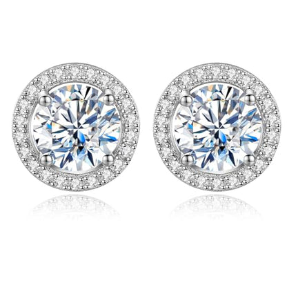 925 Sterling Silver 2-4 Carat Lab Simulation-Diamond Stud Earrings 5A Cubic Zirconia Stud Earrings Hypoallergenic White Gold Plated, Perfect Jewelry Gifts - style: Round Cut 7MM