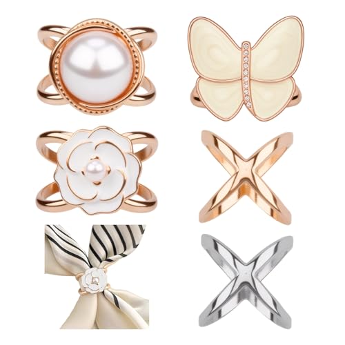 Scarf Ring,Scarf Rings and Slides for Scarves Decoration,Stylish Design Shawl Buckle Scarves Clips for Women - color: Gold-5
