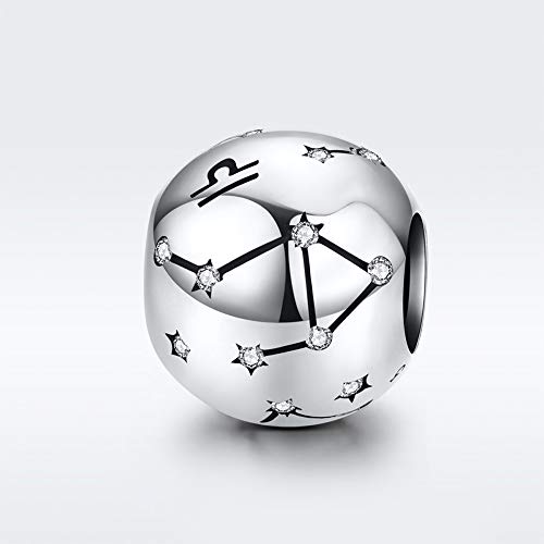 Constellation Charm 925 Sterling Silver Birthstone Bead for Pandora Charms Bracelet-Gift for Anniversary Birthday Christmas Day - color: Libra（9.23-10.23）