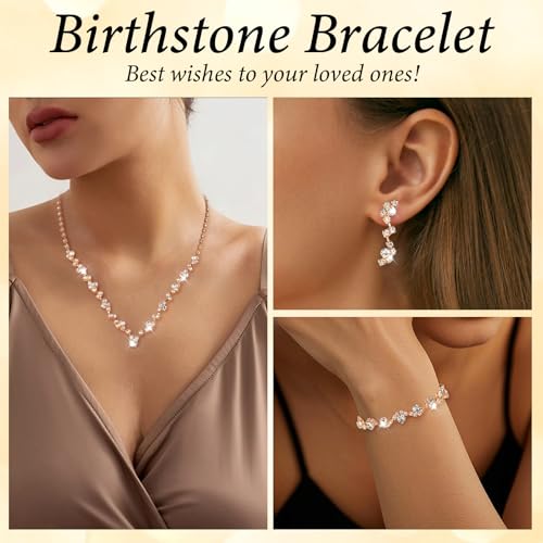 Telooco Jewelry for Prom,Silver Necklace for Women Prom, Rhinestone Crystal Necklace Bracelet Earrings Set, Silver Accessories for Women Jewelry for Wedding Party
