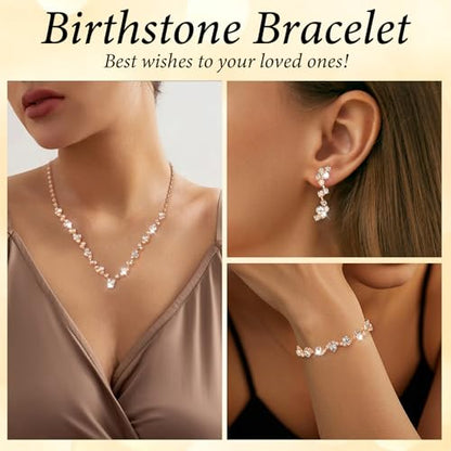 Telooco Jewelry for Prom,Silver Necklace for Women Prom, Rhinestone Crystal Necklace Bracelet Earrings Set, Silver Accessories for Women Jewelry for Wedding Party