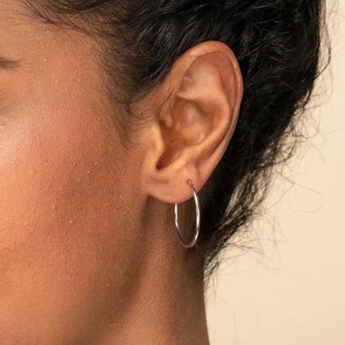 Hoops Earrings for Women Trendy 14K Gold Plated Stud Earrings Geometric Stainless Steels Earrings Simple Minimalist Gold Silver Huggie Earrings Gifts for Women - color: Silver, size: 70x70mm