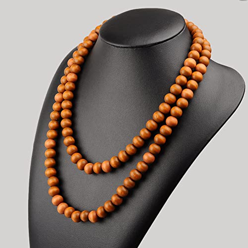 COLORFUL BLING 8MM Natural Wood Bead Necklace Africa Wooden Chain Statement Unisex Chunky Strand Necklaces Hip Hop Jewelry - color: khaki