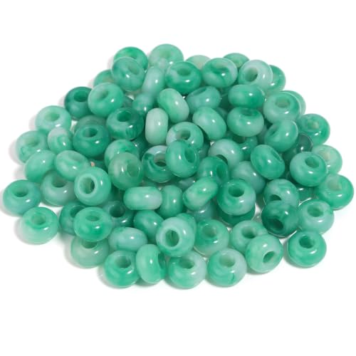 150PCS 14x8mm Green Acrylic European Large Hole Rondelle Spacer Beads with Storage Box, Loose Beads for Bracelet Necklace Earring Hair DIY Jewelry Making - color: Green