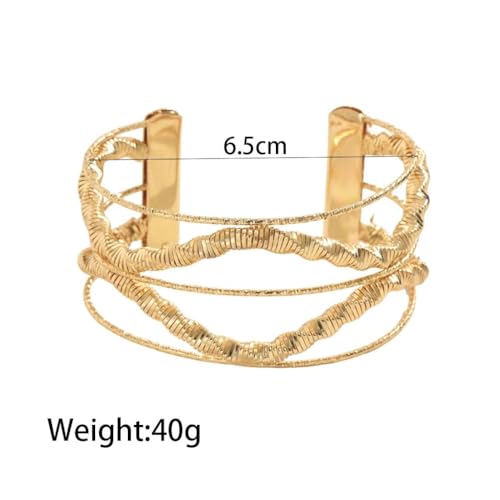Chunky Gold Hollow Open Cuff Bracelets for Women,Adjustable Geometric Wire Warp Statement Wide Bangle,Personalized Birthday Jewelry Accessories Gifts