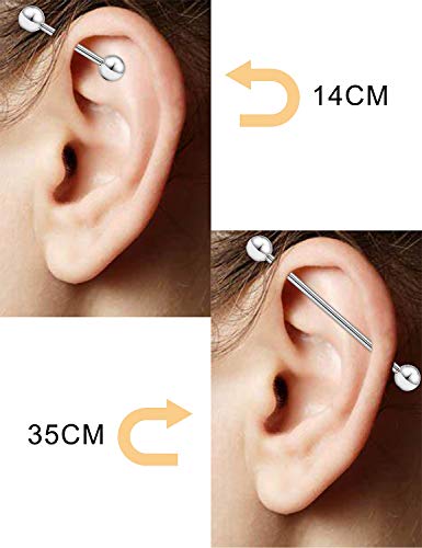 Prjndjw Industrial Earrings For Women Surgical Stainless Steel 14g Industrial Piercing Jewelry Chain Dangle Industrial Barbell Piercing Kit Cartilage Piercing Jewelry,Silver,Black,Rainbow,Rose Gold