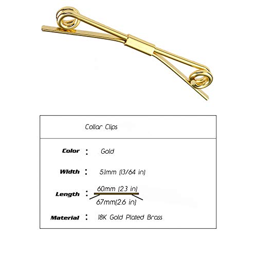 Tight Necktie Tie Clips Collar Bar Shirt Collar Stay Tie Pins Cravat Clips Silver Gold Black Tone Metal Collar Pin Jewelry Accessories for Men - color: Gold