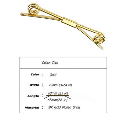 Tight Necktie Tie Clips Collar Bar Shirt Collar Stay Tie Pins Cravat Clips Silver Gold Black Tone Metal Collar Pin Jewelry Accessories for Men - color: Gold