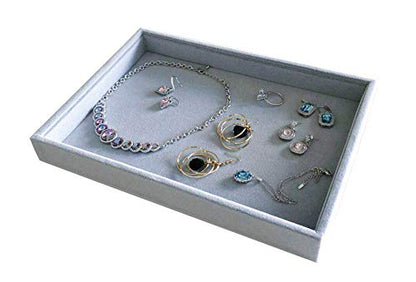 Stackable Tray Grey Velvet Premium Quality Jewelry Small Collections Organizer Multi Function Practical Versatile Design Home Store Trade Show Holder Closet Drawer Divider Inserts - size: Flat Tray