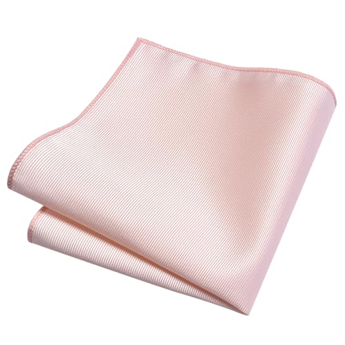GUSLESON 3.15"（8cm） Solid Color Necktie and Pocket Square Cufflinks Sets For Men + Gift Box - color: Blush Pink