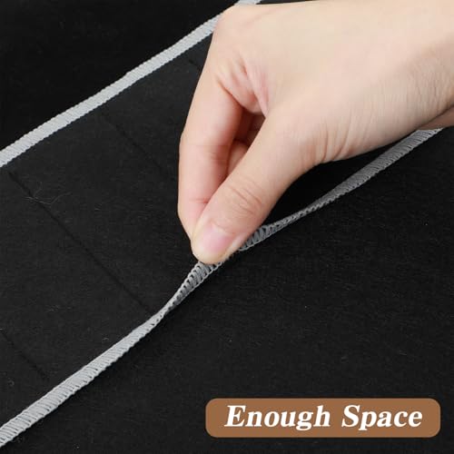 3 Pcs Silver Storage Bags Roll,Anti Tarnish Silverware Storage,with White Ribbon, 12 Slot Silver Storages, Cutlery Sleeves Bags for Kitchen Utensil Teaspoon, Stiff Fabric