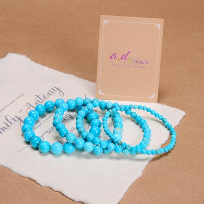 AD Beads Handmade Gemstone Stretch Elastic Bracelet Crystal Healing Reiki Nature's Beauty and Spiritual Essence Unisex (6mm, Blue Turquoise (Great Wisdom)) - color: Blue Turquoise (Great Wisdom), size: 6mm