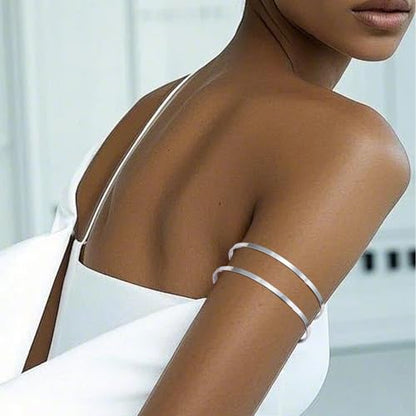 BROCC 6PCS Arm Cuff Jewelry for Women Upper Arm Cuff Bangle | Open Wide Bangle, Irregular Minimalist, Adjustable, Coil Armband Set - color: B
