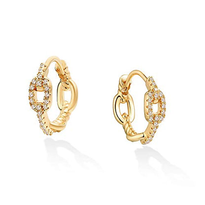 Cubic Zirconia Huggie Earrings 14k Gold Plated Tiny Earrings Small Huggie Hoop Earrings Simple Lightweight Hoops Gift for Women - color: small hoop