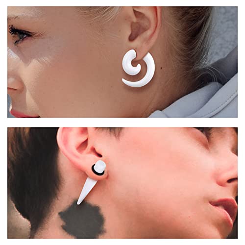 Qmcandy 00G-20mm Ear Stretching Kit 36PCS Big Gauge Taper Kit Large Acrylic Tunnel Plug Spiral Set - color: 36pcs, White