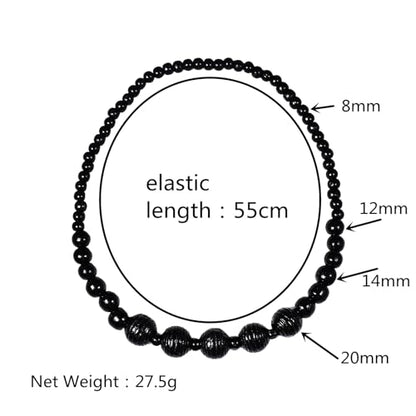 COLORFUL BLING Natural Chunky Wooden Beads Statement Necklace Boho African Tribal Collar Choker Bib Necklace Hippie Vacation Jewelry for Unisex Men Women - color: grooved black