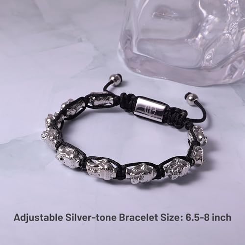 18K Gold-Plated Bracelets for Men Franco Link Chain Adjustable | Stainless Steel Bracelet, Gold Beads Bracelet, Handcrafted Braided, Mens Jewelry Birthday Gift for Men - color: Light Silver