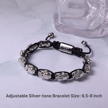 18K Gold-Plated Bracelets for Men Franco Link Chain Adjustable | Stainless Steel Bracelet, Gold Beads Bracelet, Handcrafted Braided, Mens Jewelry Birthday Gift for Men - color: Light Silver
