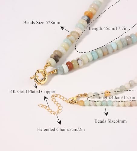 CASDAN 2Pcs Natural Gemstone Beaded Choker Necklaces for Women | Boho Colorful Beads Choker,Natural Stone Surfer Beach Necklaces,Handmade Summer Jewelry,Charm Trendy Necklaces - color: Earth Color