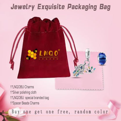 LNQOBU 925 Sterling Silver Charms for Bracelets Necklaces,5A Cubic Zirconias Evil Eye Dangle Beads Charms Jewelry Gift for Women (With one Spacer Beads Charms) - style: B-Evil eye Charm