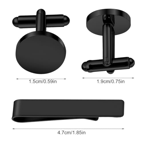 3Pcs Gold Tie Clip and Cufflink Set for Men - color: Black