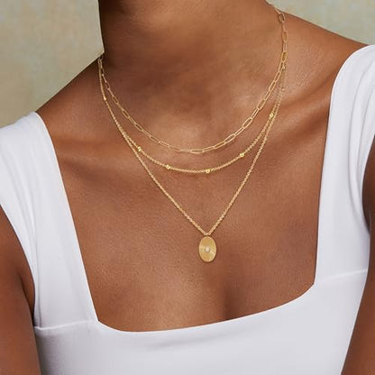 XIXINI Layered Necklaces for Women, Dainty Gold Necklace Stack 14k Gold Plated Layering Pendant Necklace Set Simple Statement Gold Necklaces for Women Trendy Fashion Waterproof Gold Jewelry - color: Gold-Set 6
