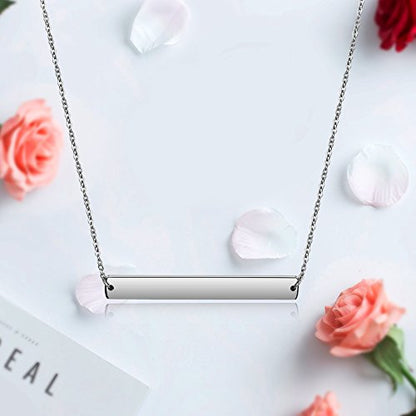 Multi Gold Bar Necklace for Women Vertical/Horizontal Bar Pendant Necklaces with Adjustable Chain Necklace Adult Jewelry - color: Silver