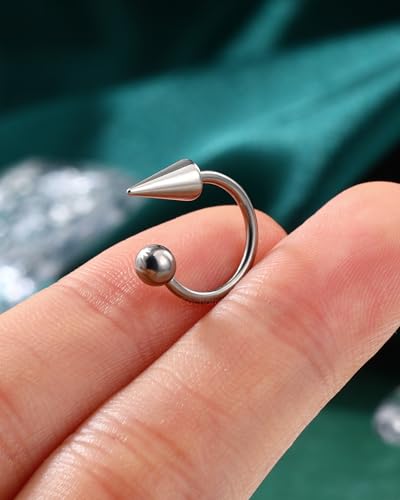 G23 Titanium Lip Rings Surgical Steel Snake Bite Lip Jewelry 16g Spike Labret Rings 8mm 10mm 12mm Horseshoe Conch Hoop Earrings 16 Gauge Conch Piercing Jewelry - size: 8mm+2 pieces