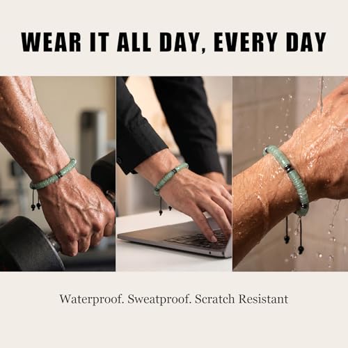 Natural Stone Beaded Bracelet for Men Women Boho Adjustable - color: Green Aventurine