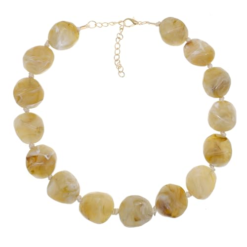 We We Chunky Colorful Beaded Necklace for Women Large Boho Statement Bead Chokers Necklaces Turquoise Blue Big Beads Jewelry Neck Summer Beach - color: big bead brown