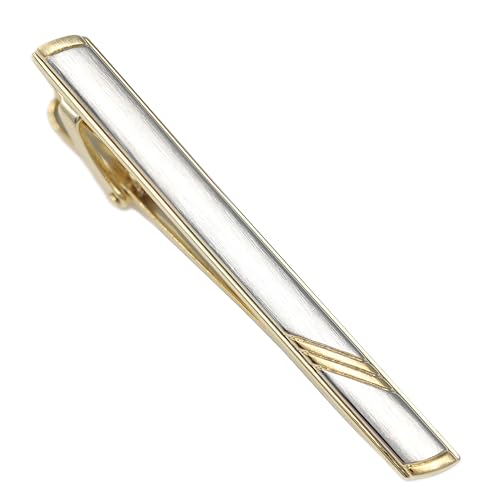 Classic Silver And Gold Bi-tone Plating Tie Clips With Gift Box Men Fashion Tie bar - style: Stripe S