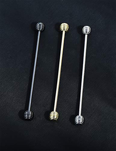 3PCS Classic Ball Head Brass Shirt Collar Bar Tie Pins Set for Men Wedding Business with Gift Box - color: Oval Ball Head