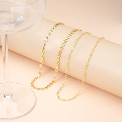 Layered Necklaces for Women 14k Gold Plated Chain Necklace Trendy Dainty Toggle Clasp Chunky Cuban Link Paperclip Chain Jewelry Gift - style: Style 2：Heart Layered Chain