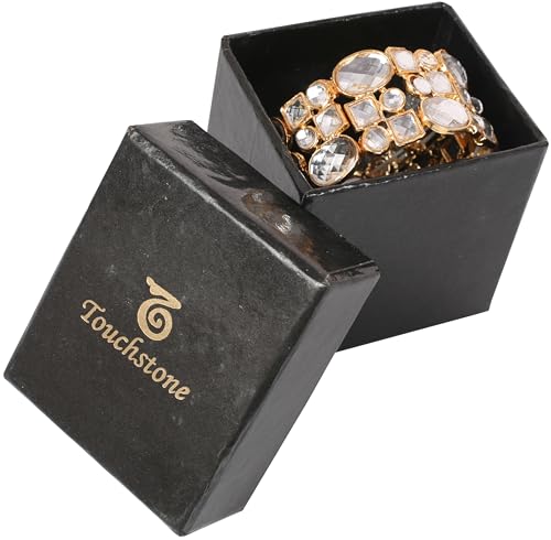 Touchstone Indian Bollywood Desire Brass Base Exotic Workmanship Free Size Cuff Bracelet in Antique Gold Or White Or Copper Tone for Women. - style: D003 Gold
