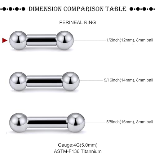 16G-2G ASTM F136 Titanium Internally Threaded Nipple Tongue Rings Piercing Jewelry Straight Industrial Earring Barbell G23 Titanium Nipple Tongue Bars Piercing Jewelry for Women Men 12MM-40MM - style: 4G, 12mm Length, 8mm Ball
