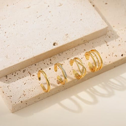 LOFITOR 4PCS Gold Toe Rings for Women Non Tarnish Waterproof Toe Ring Set | 14K Gold Filled Dainty Stackable Cute Thin Adjustable Open Band Toe Ring Cz Foot Jewelry For Beach Summer Hawaiian - style: Fashion