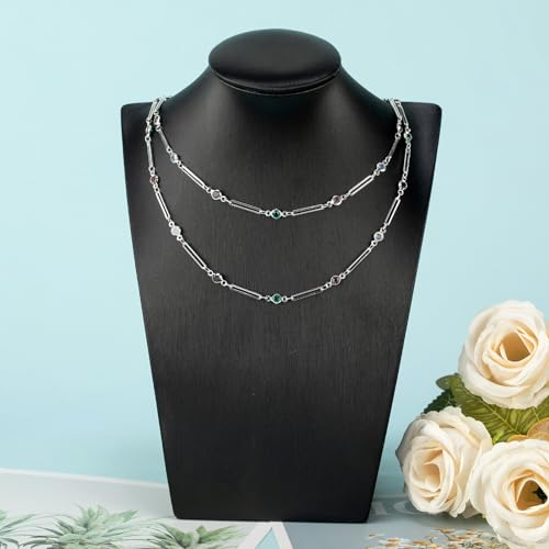 UMAOKANG 5 Meters Mixed Color Crystal Jewelry Chains Bulk Silver Plated Brass Paperclip Necklace Chain for Women Jewelry DIY Supplies Findings - color: Silver Paperclip Crystal
