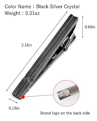 [TAVARAT] Tie Clip Tie Clips for Men Black Silver Tie Bar Tie Pin Tps-032 - style: black silver crystal