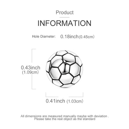 925 Sterling Silver Charms for Bracelets and Necklaces Beads Jewelry Charms for Women - color: Soccer Charm