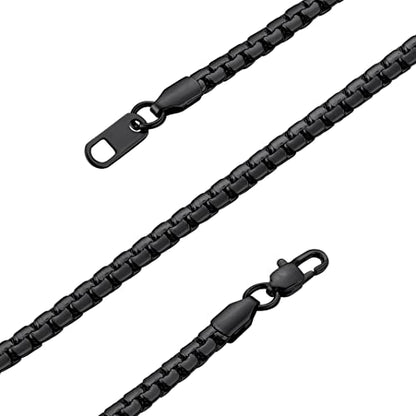 GoldChic JEWELRY Chunky Cuban Chains for Men,Stainless Steel Cuban Chain Necklace, Venetian Chain Curb Chain Hip Hop Jewelry,4/6/9/12/14mm Width,14-30 inch Length, Black/Gold Plated/Silver - color: Black, size: 22"(55cm), style: Venetian Chain-4MM width