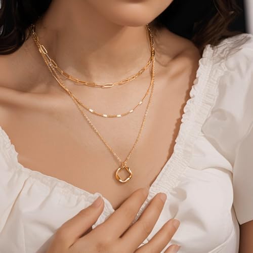 Artmiss Boho Layered Necklace Women Multilayer Long Chain Fashion Bar Pendant Necklace