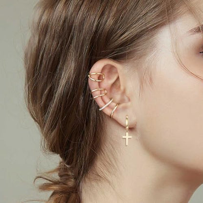 SEVENWELL Ear Cuffs for Women, Adjustable Non Piercing Cartilage Earrings | Adjustable Fit, Lightweight Comfort, Stackable Style, Sensitive-Ear Friendly, Daily & Party Wear - color: Style C-Gold-4 pcs