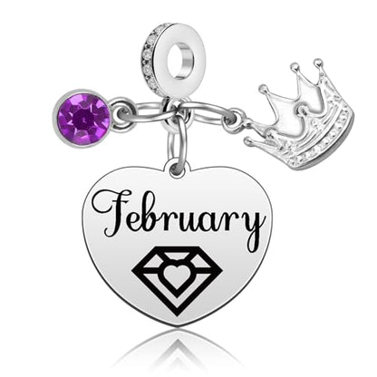 Birthday Gifts for Women Birthstone Charms for Bracelets Necklaces Jewelry Gift for Mom Wife Daughter Granddaughter Niece Sister Girlfriend - color: February
