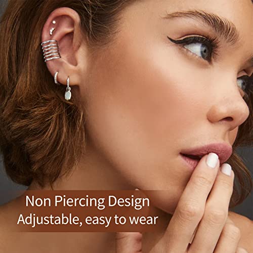 ChicSilver 925 Sterling Silver Ear Cuff Earrings Non Piercing Clip on Cartilage Cuff Earrings for Women - style: F: Multi Lines