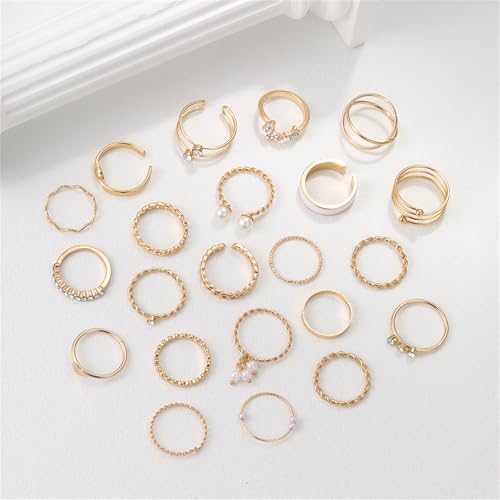 Knuckle Rings Set for Women, Dainty Stackable Midi Rings Simple Stacking Joint Finger Rings Pack Adjustable Cute Butterfly Heart Rings Mixed Size - style: C-22Pcs