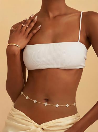 14K Gold Plated Waist Chain for Women, Layered Belly Belt Chains Beach Waist Beads Chain Waterproof Body Chain Summer Jewelry Accessories for Women - style: GD-4