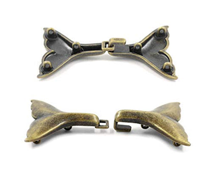 bezelry 3 Pairs Whale Tail Cape or Cloak Clasp Fasteners. 62mm x 35mm Fastened. Sew On Hooks and Eyes Cardigan Clip (Antique Brass) - color: Antique Brass