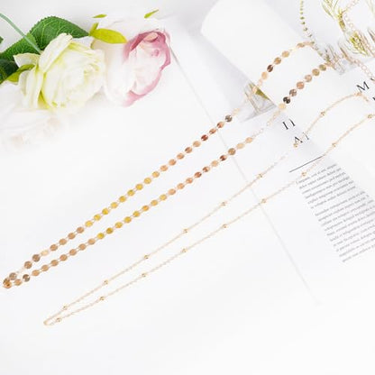 2 Pcs Gold Silver Waist Chain for Women, Layered Belly Chains, Adjustable Beaded & Sequin Waist Beads Body Chain Belt, Dainty Summer Beach Jewelry for Bikini Party Rave Outfits Gift - color: Gold