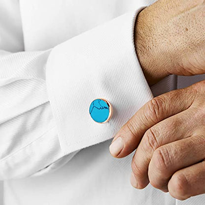 HAWSON Cufflinks and Tuxedo Studs Set for Men with Gift Box, Mother-of-Pearl Cuff links for French Cuff Shirt and Dress Shirt, Suitable for Wedding, Birthday, Party - style: Turkey Stone