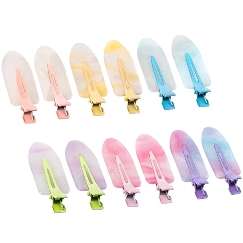 No Crease Creaseless No Bend Hair Clips For Styling Non Slip Flat Clips For Makeup Hair Accessories For Women,Light Multiple Color,12 PCS - color: 12P-Light Multiple color